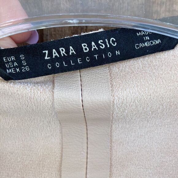 Zara Basic Collection Blush Draped Open Faux Leather Jacket - Picture 5 of 8